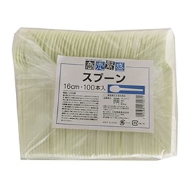 Yamato Bussan Disposable Spoons, White, 6.3 inches (16 cm), Prosperous Business, Cutlery, No Bags, Commercial Use, Pack of 100