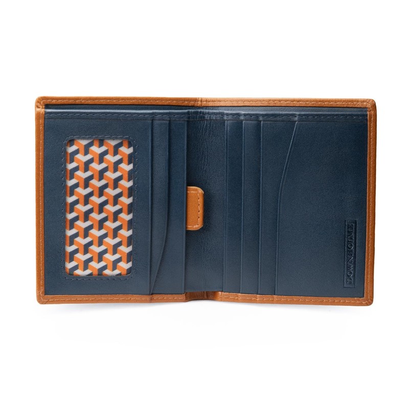 Downholme Bifold Slim Silhouette Men's Leather Wallet, Saddle brown, Foldable