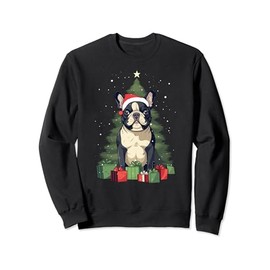 Christmas Tree, ornaments and Cute Frenchie Santa Christmas Sweatshirt