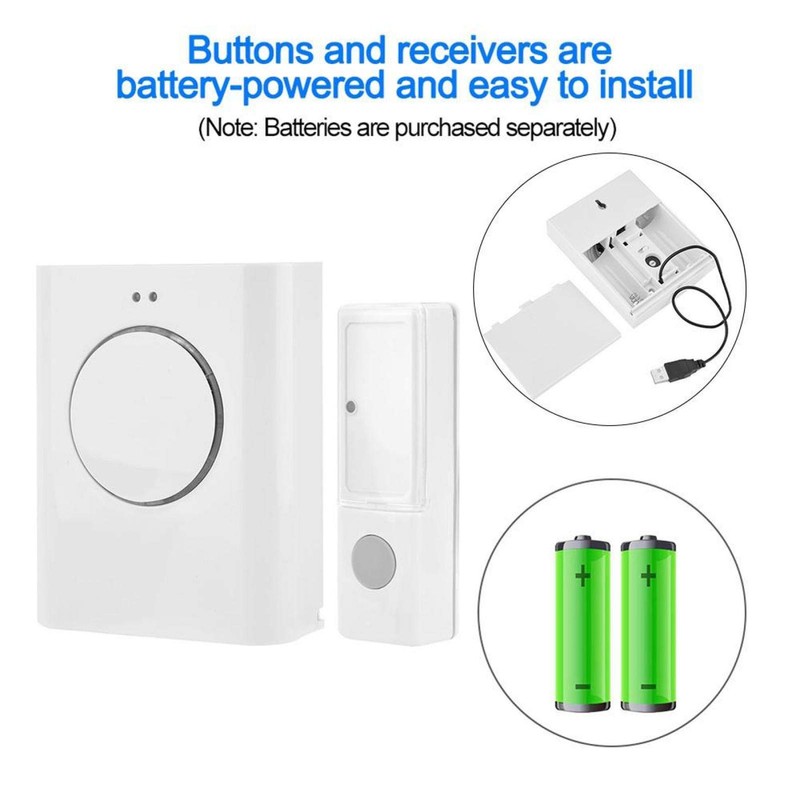 Waterproof Wireless Doorbell, MP3 Download Cordless Door Bell Ring with