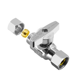 Straight Angle Stop Valve - 3/8 inch Comp Female Swivel x 3/8 inch Comp Male Add on Stop Valve,Chrome Brass Quarter Turn Straight Valve For Kitchen,Bathroom Faucet(1 Pcs)