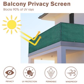 SUNNY GUARD 3'x16' Dark Green Balcony Privacy Screen Fence, Apartments Railing Screen, Heavy Duty Wind Block Screen for Outdoor,Patio,Deck,Backyard Porch Privacy