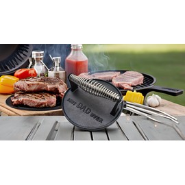 JNXHON Kitchen Tools BEST DAD EVER Heavy Duty Cast Iron Grill Press Burger Press Bacon Press Barbecue Press Meat Press Burger Smasher Griddle Press Unique Father's Gift(7inch)