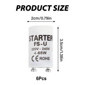 Fluorescent Light Starter, 6Pcs Starter for Fluorescent Light, Fluorescent Light Fittings for Fluorescent Tubes Lamps and Fluorescent Lights