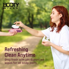 BOOTY WIPES Flushable Wipes for Women - 80-Count Wet Wipes for Adults - pH-Balanced Feminine Wet Tissue with Vitamin E and Aloe - Gentle Feminine Hygiene Body Cleansing Cloth - No Fragrance Large