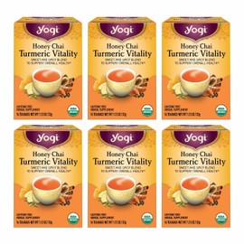 Yogi Tea Honey Chai Turmeric Vitality Tea - 16 Tea Bags per Pack (6 Packs) - Organic Tea to Support Overall Health - Includes Cinnamon Bark, Turmeric Root, Cardamom Pod, Ginger Root & More
