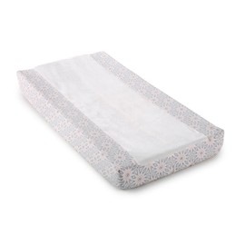 Levtex Baby - Imani Diaper Changing Pad Cover - Fits Most Standard Changing Pads - White Plush, Pink and Grey Medallions - Nursery Accessories - Plush