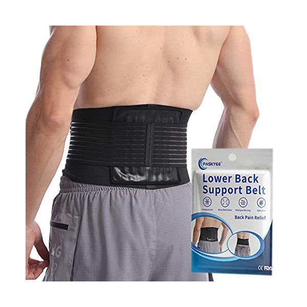 Paskyee Back Braces for Lower Back Pain Relief, Sciatica, Scoliosis and Herniated Disc, Breathable Back Support Belt for Women & Men, Adjustable Support Straps with 6 Stays
