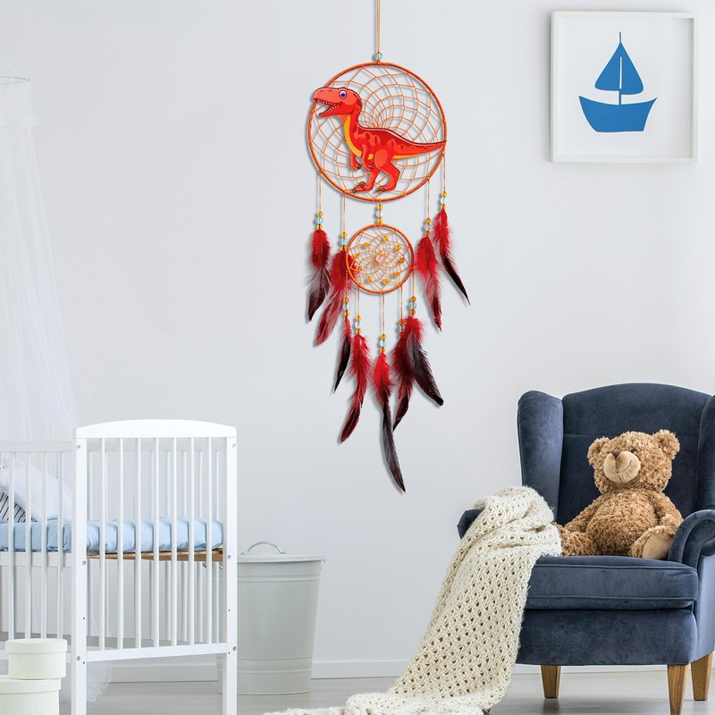 Unicorn Castle Dinosaur Dream Catcher Kids Feather Dreamcatchers Wall Hanging