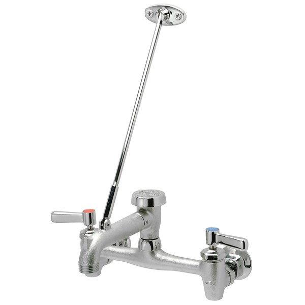 Zurn Z843M1-RC AquaSpec Wall-Mount Service Sink Faucet -Vacuum-Breaker Spout, Pail Hook, Wall Brace, Metal Lever Handles-Rough, Chrome, 8 inches