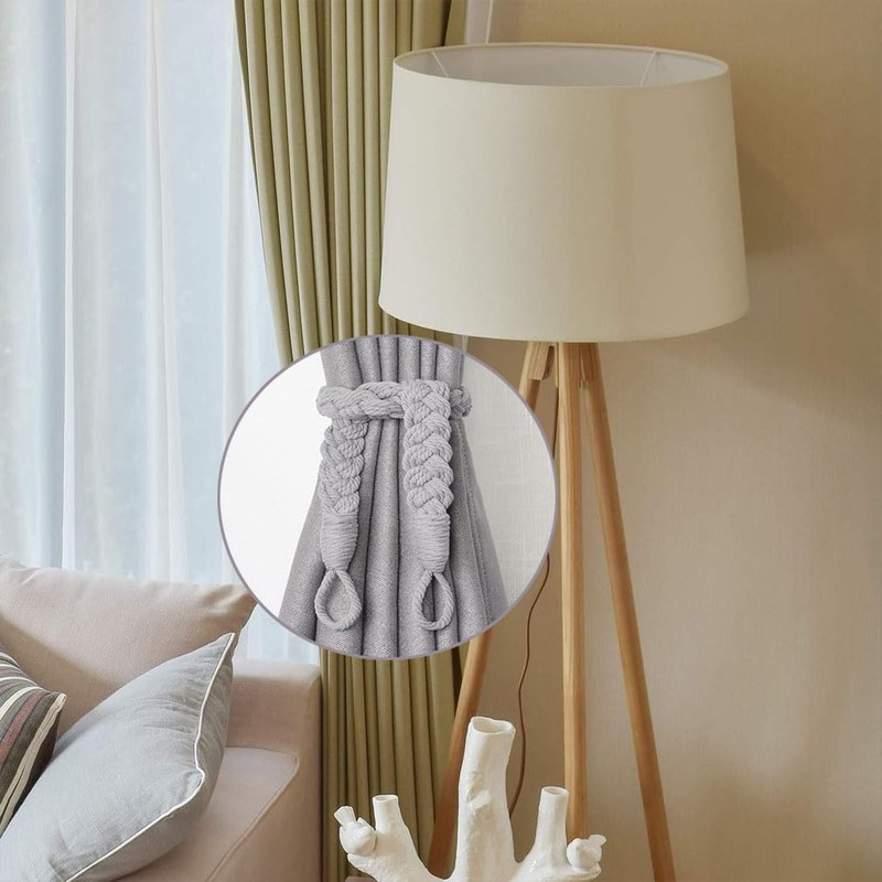 Natural Cotton Rope Curtain Tie Backs,2 Pcs Elegant Boho Style