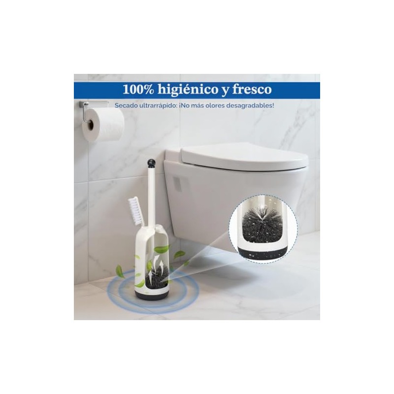 Juego 2 Cepillo para Baño con Soporte, Mango Largo Blanco