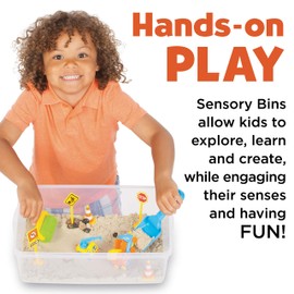 Creativity for Kids Sensory Bin: Construction Zone Playset - Sandbox Truck Toys for Kids