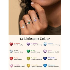 Silvora Birthstone Rings - 925 Sterling Silver - March Birthstone Adjustable Ring for Women Girls