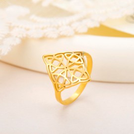 kkjoy Witch Knot Ring Stainless Steel Celtic Magic Knot Pagan Wiccan Symbols Ring Witchcraft Amulet Jewellery for Women Charming Ladies, Stainless Steel, No Gemstone