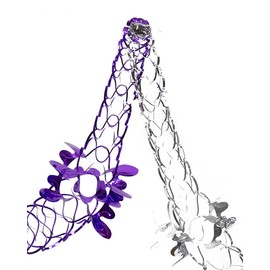 2 Pk Foil Garland Flower - Christmas Hanging Decoration Wall Ceiling Xmas Deco (Dark Purple & Silver)
