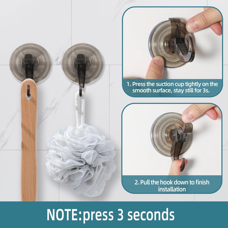 Antimbee 3 Pack Suction Cup Hooks, Clear Suction Hanger, Removable