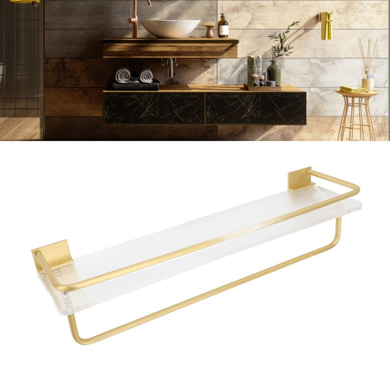 Bathroom Wall Shelf Space Aluminum and Acrylic Rustproof Punch Free