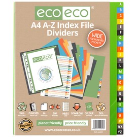 eco-eco A4 50% Recycled Set 24 A-Z Wide Index File Dividers