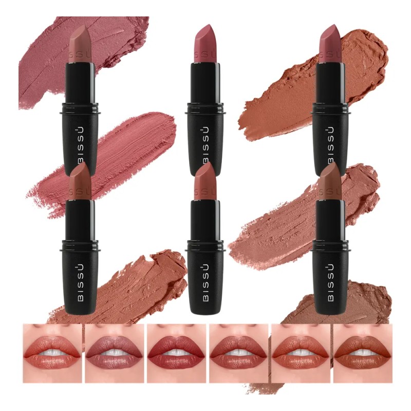 Kit 6 Labiales Humectante Bissú Para Looks Diarios 6 Tonos