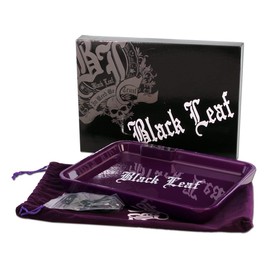 Black Leaf Rolling Tray LED Purple | Mixing Tray Construction Underlay 279 x 209 x 34 mm | Metal Tray for Building