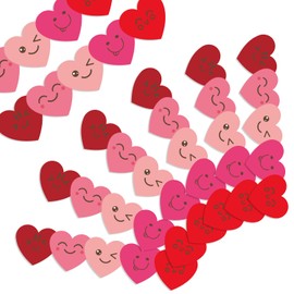 68.9ft Valentine's Day Bulletin Board Border, 60pcs Red Pink Heart Emoticon Design Bulletin Board Decor Stickers Valentine Border Trim for Party Classroom Chalkboard Wall