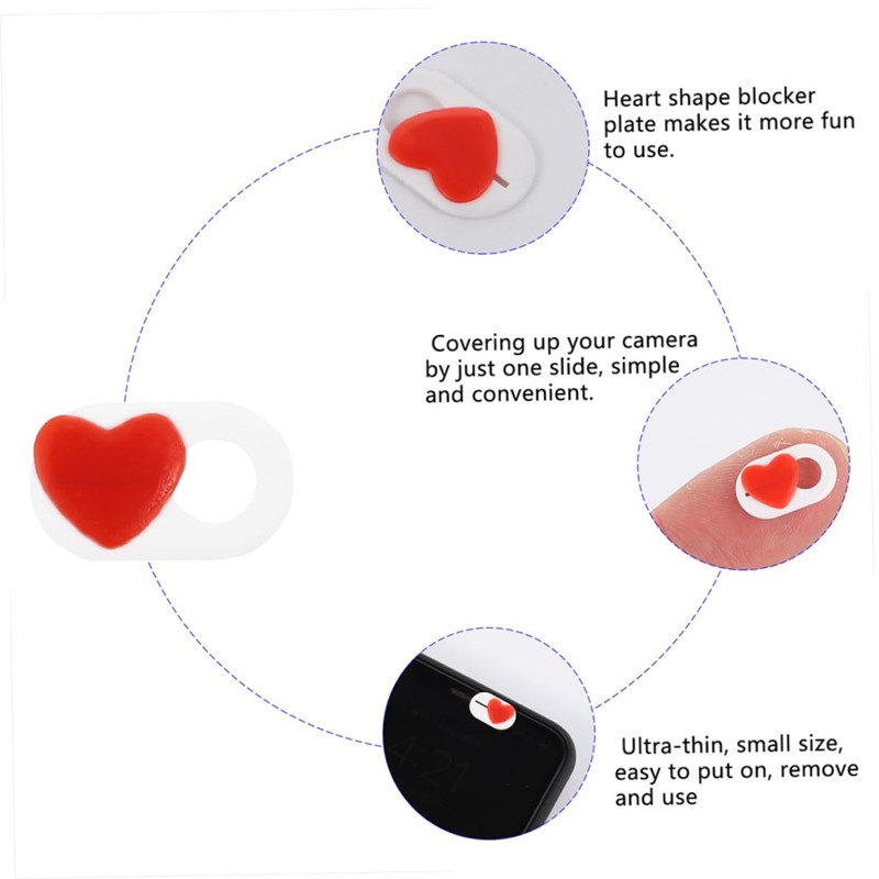 Operitacx 4PCS Heart Webcam Cover Slider Laptop Camera Privacy Lens
