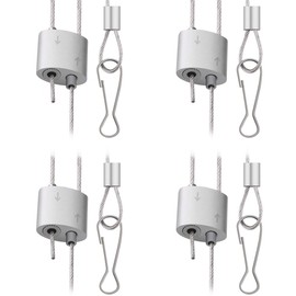 Monios-L Rope Hanger for Grow Light Fixture 6.56FT Adjustable Stainless Steel Wire Loose-Proof Design 2 Pairs