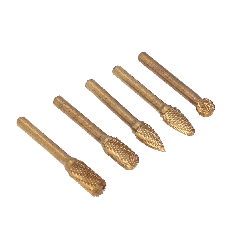 5Pcs Grinding Bit Head Rotary File Burr Double Cut Tool