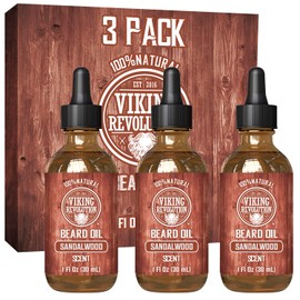 Viking Revolution Aceite De Sándalo Para Barba Para Hombres - Aceite De Sándalo Natural Para Barba Para Hombres Con Aceite De Argán Y Aceite De Jojoba - Suavizante De Barba, For 1 Onza Líquida (Paq