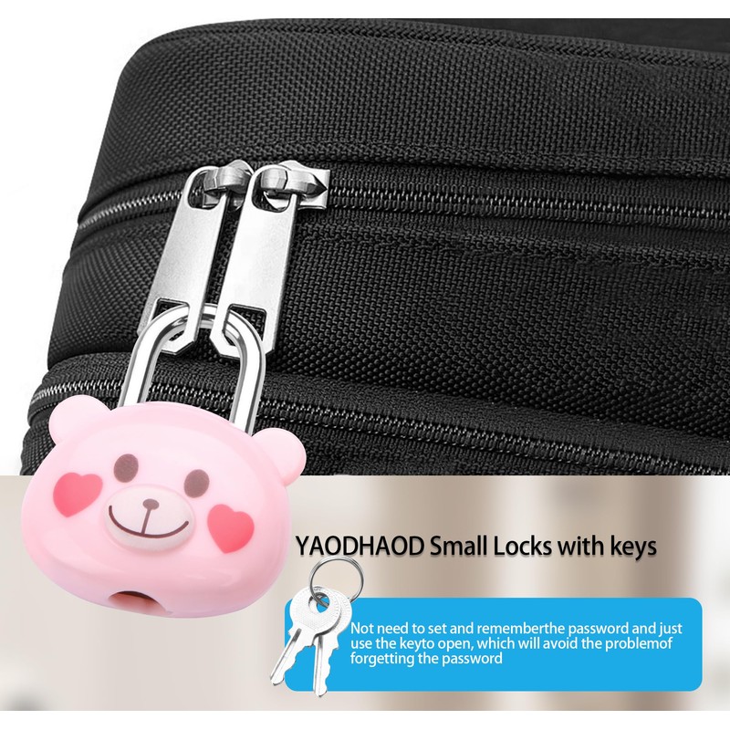 Cute Little Bear Lock with Keys, Mini Padlock for Gym