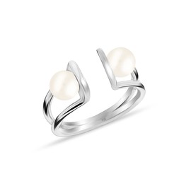 LeCalla 925 Sterling Silver Rings for Women Hypoallergenic Double Pearl Finger Ring for Women Size - 9