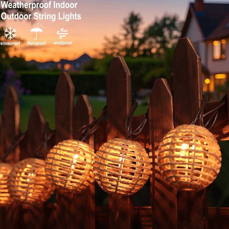 Decorative String Lights Plug in with 10 Incandescent Bulbs, Natural