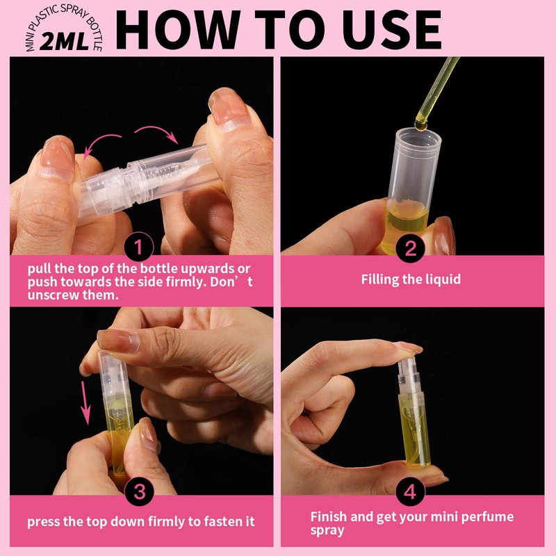 Fandamei Mini Spray Bottle, 10 Pack 2ml Mini Plastic Spray