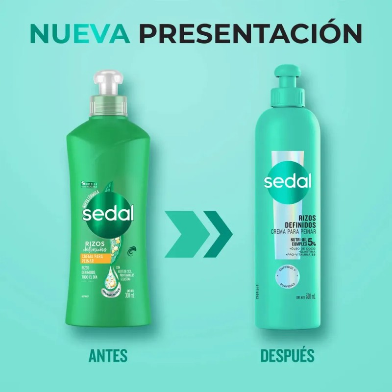 Crema Para Peinar Sedal Rizos Definidos Todo El Día 300ml