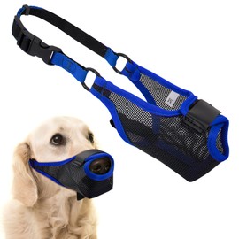 Coppthinktu Dog Muzzle, Breathable Air Mesh Muzzle for Small Medium Large Sized Dogs Mouth Guard, Soft Dog Muzzles for Biting Barking Mouth Cover with Front Opening Allow Drinking (Blue M)