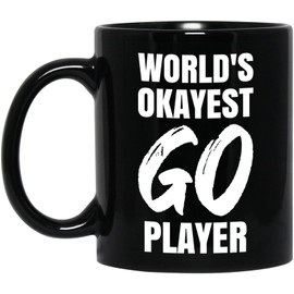 Funny Board Game Gifts, World's Okayest Go Player, 11oz Black Ceramic Coffee Cup, Gift for Go Players