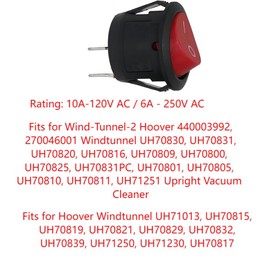 BLOLACDZ On Off Power Switch Compatible with Hoover 270046001 440003992 UH70815 UH70819 UH71250 UH71230 UH70817 UH71251 UH70821 UH70829 UH70832 UH70839 Vacuum Cleaner 2-Pin 125V 10A