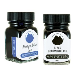 Monteverde 60ml Core Fountain Pen Ink Bottle (30ml Horizon Blue Ink Bottle G309HB, 30ml Black Documental Ink Bottle G309DB)