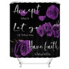 AYULO 4 Pcs Purple Rose Shower Curtain Sets Non-Slip Rugs