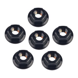 Ruifu Titanium Alloy Flanged Nuts M5 M6 6 Pack (M6, Black)