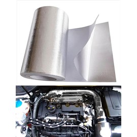 12'' X 48''Aluminized Heat Shield Mat Thermal Barrier Adhesive Backed Heat Blanket, Fiberglass Insulation Reflective Material High Temp Protection