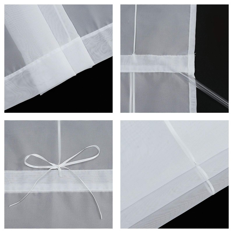 ESLIR Roman Blind, Kitchen Roman Curtain with Drawstring, White Voile