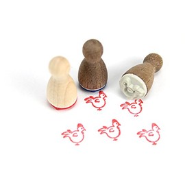 Stemplino® Mini Stamp – Motif: Herta Chicken – 12 mm Diameter – Wooden Stamp Children's Stamp Bullet Journal Stamp Chicken Stamp