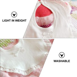 TOYANDONA Toddler Bibs 2pcs Baby Drool Bibs Lace Fake Collar Drooling Teething Bandana Bibs Cotton Bandana Bibs for Princess Infants Toddlers Kids Feeding Weaning White Baby Bandana Bibs