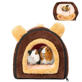 Pantula Guinea Pig Bed Cuddly Cave - Cosy Large Hamster Small Animal Bed Hideaway with Removable Mat for Hamsters Rabbits Hedgehog Chinchilla Bearded Dragons and Ferrets (Coffee)
