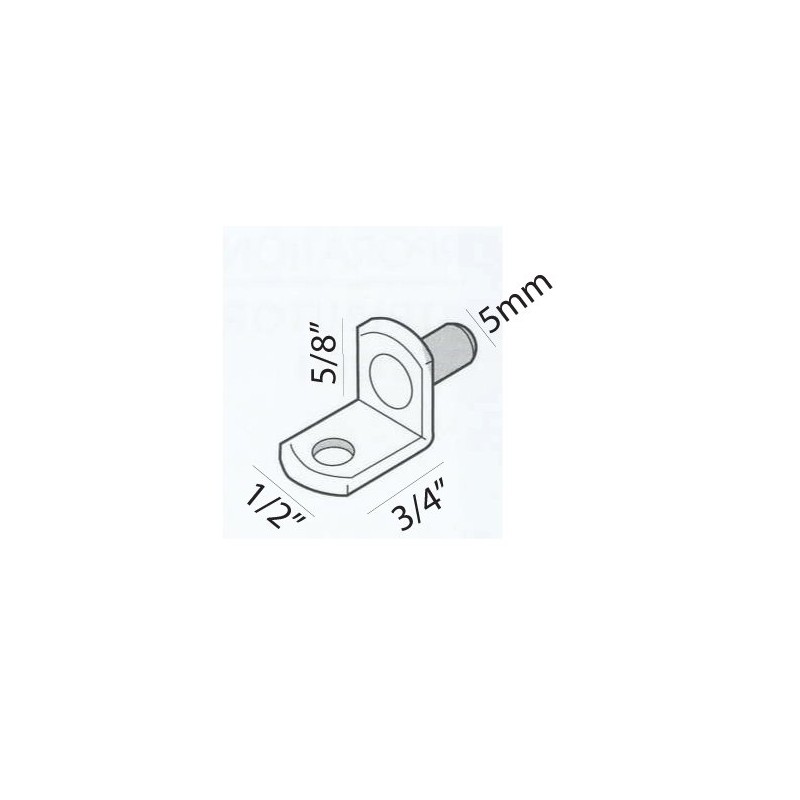 L-Shape Shelf Support - 5mm Peg in Nickel 100 pcs