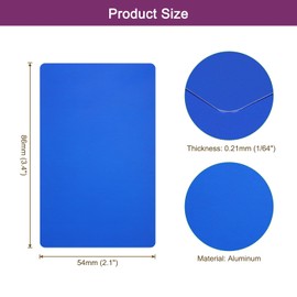 sourcing map 50Pcs Metal Business Card Blanks,1/64" Thick 3.4x2 Dark Blue Aluminum Laser Engraving Materials Unique Cards for DIY Name Cards,Credit,Luggage Tags