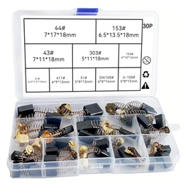 Pack of 30 Power Tool Carbon Brushes Replacement with 10 Sizes Can Be Realized Power Tool Carbon Brushes Replacement