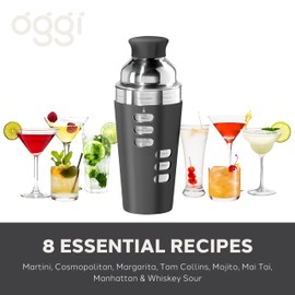 Oggi 23-Ounce Stainless Steel Cocktail Shaker, Black